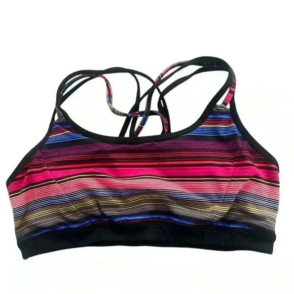 Athleta Womens Multicolor Cross Keyhole Back Sports Bra Size Large - Picture 8 of 8
